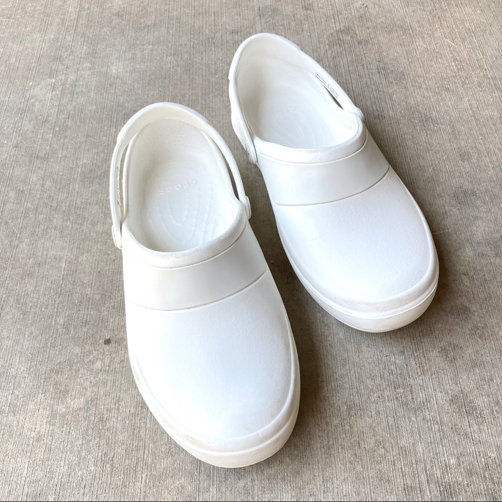 crocs “mercy” work clogs, white